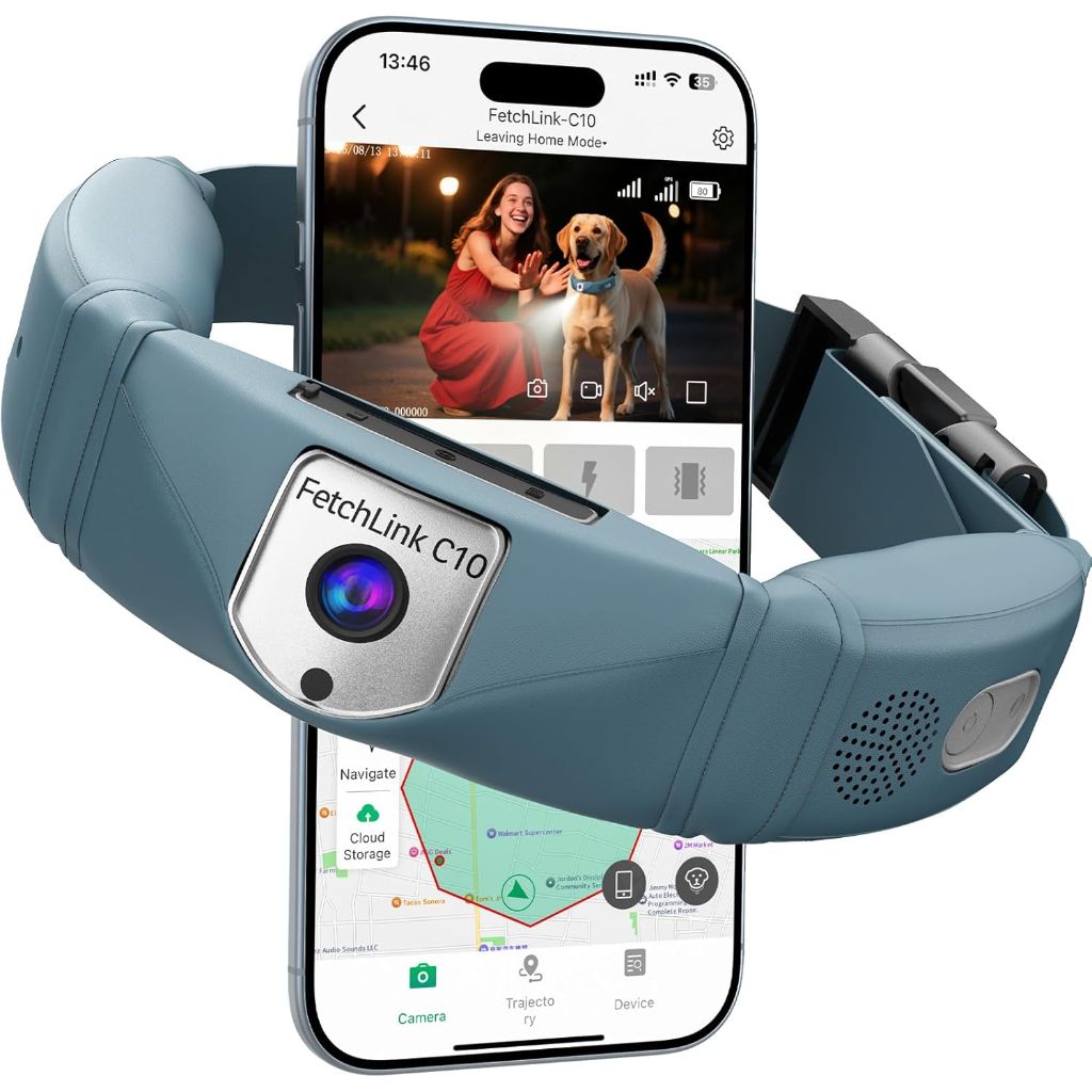 FetchLink Wireless GPS Collar Dog Fence System with 2K Camera, Medium to Large