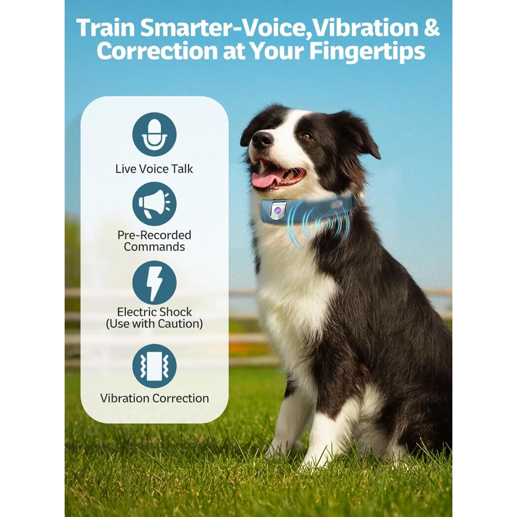 FetchLink Wireless GPS Collar Dog Fence System with 2K Camera, Medium to Large