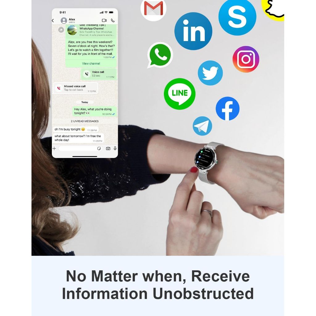 Smart Watch Activity Tracker with 1.19" AMOLED Ultra-Clear Screen, Heart Rate/Sleep/SpO2 Monitor, For iPhone/Samsung/Android - Silver