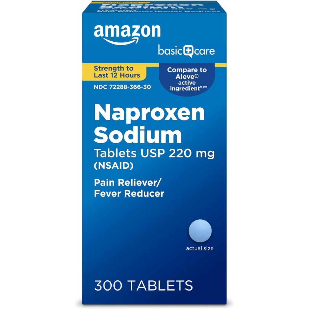 Amazon Basic Care Naproxen Sodium Tablets 220mg (NSAID) - 300 Tablets