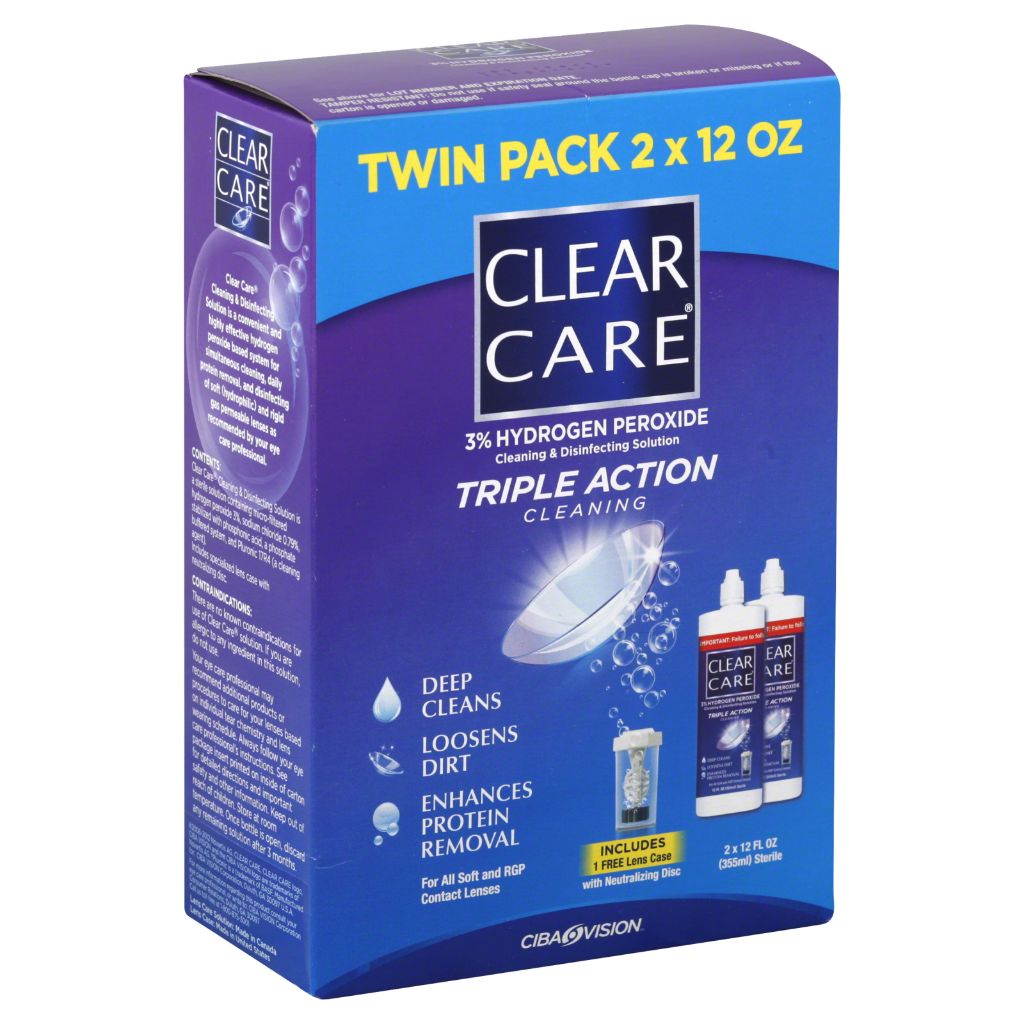 Clear Care Triple Action Cleaning & Disinfecting Solution - 12 fl. oz. (Twin Pack)