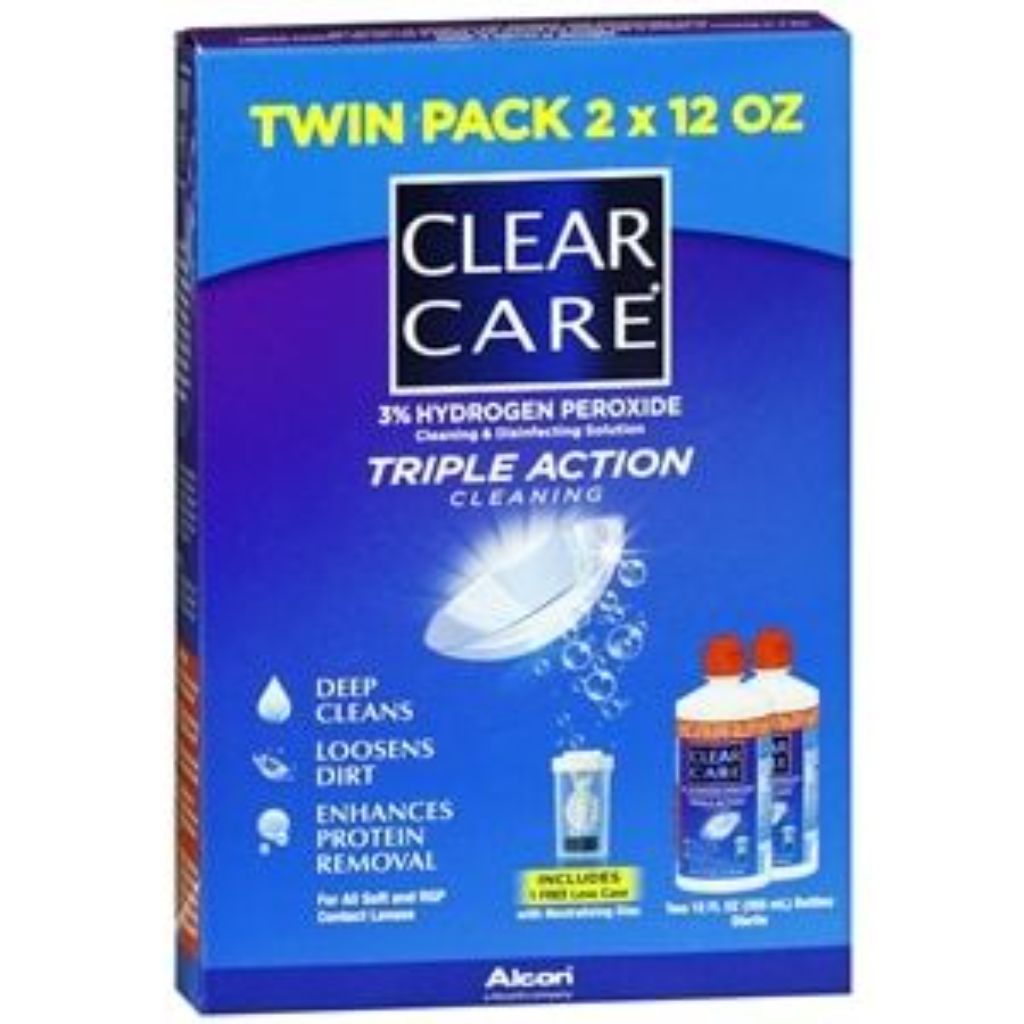 Clear Care Triple Action Cleaning & Disinfecting Solution - 12 fl. oz. (Twin Pack)