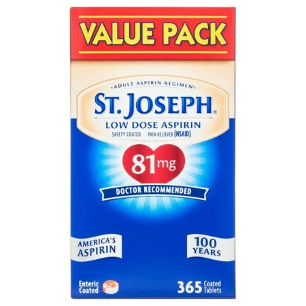 St. Joseph Low Dose Aspirin Pain Reliever (NSAID) 81mg - 365 Tablets