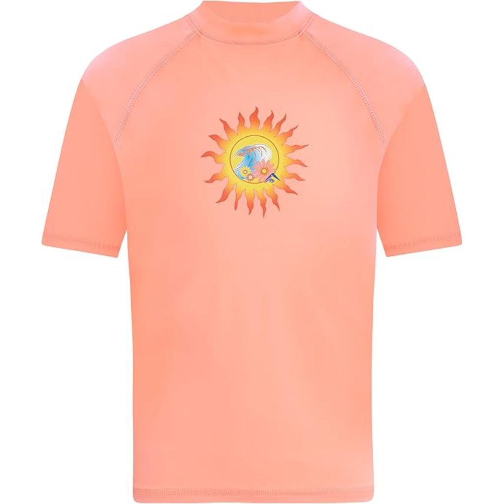 Kanu Surf Girls Size 8 Karlie Rash Guard UPF 50+ Sun Protection Short Sleeve Swim Shirt