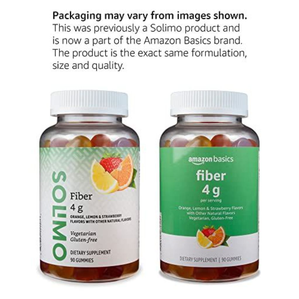 Amazon Basics Fiber (4g) Gummies - Orange, Lemon, & Strawberry, 90ct.