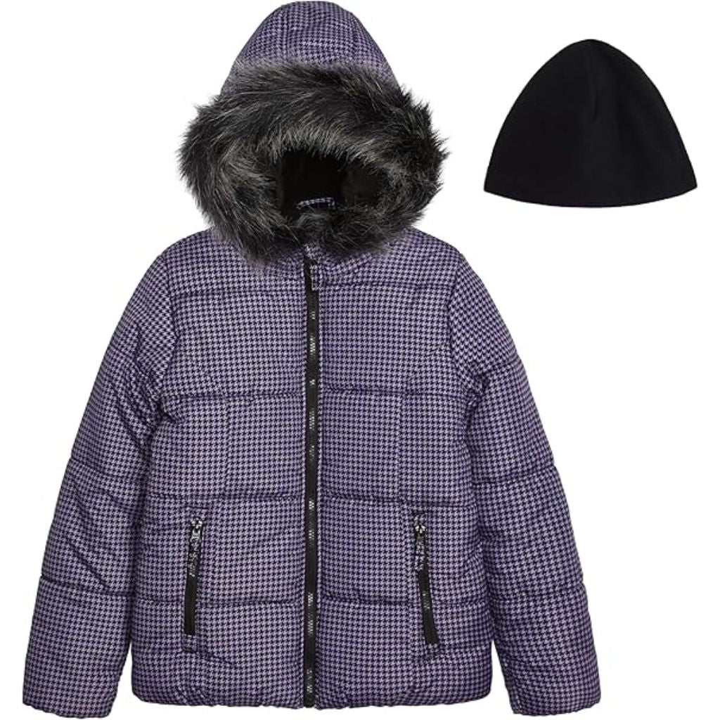 LONDON FOG Size 12M  baby-girls Heavyweight Puffer Jacket With Faux Fur Hood and Matching Beanie