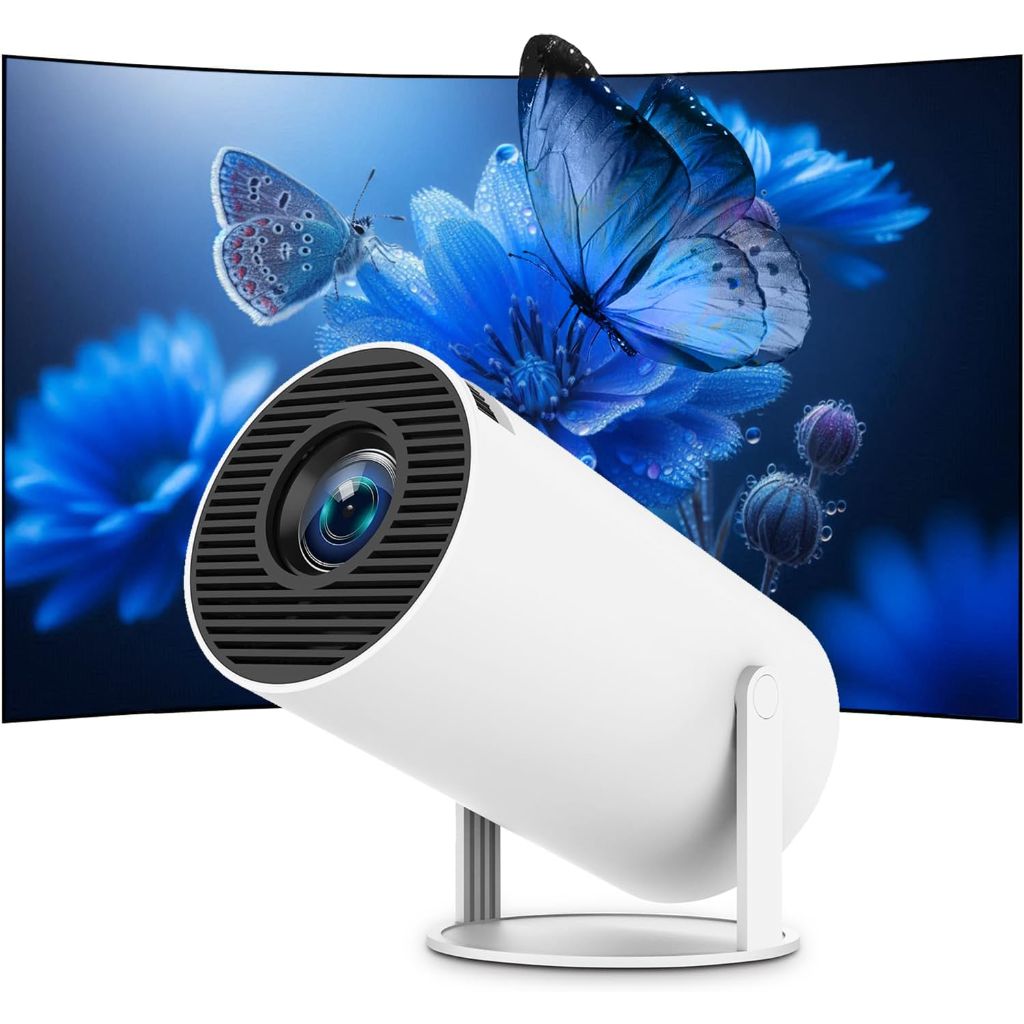 Mini Portable Projector 4K WiFi 6 BT 5.2 Upgraded Portable Projector Full HD  White