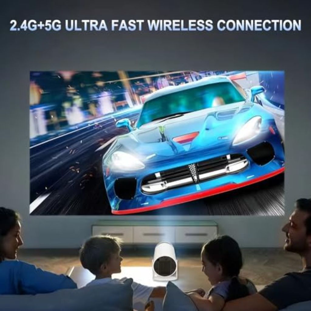 Mini Portable Projector 4K WiFi 6 BT 5.2 Upgraded Portable Projector Full HD  White