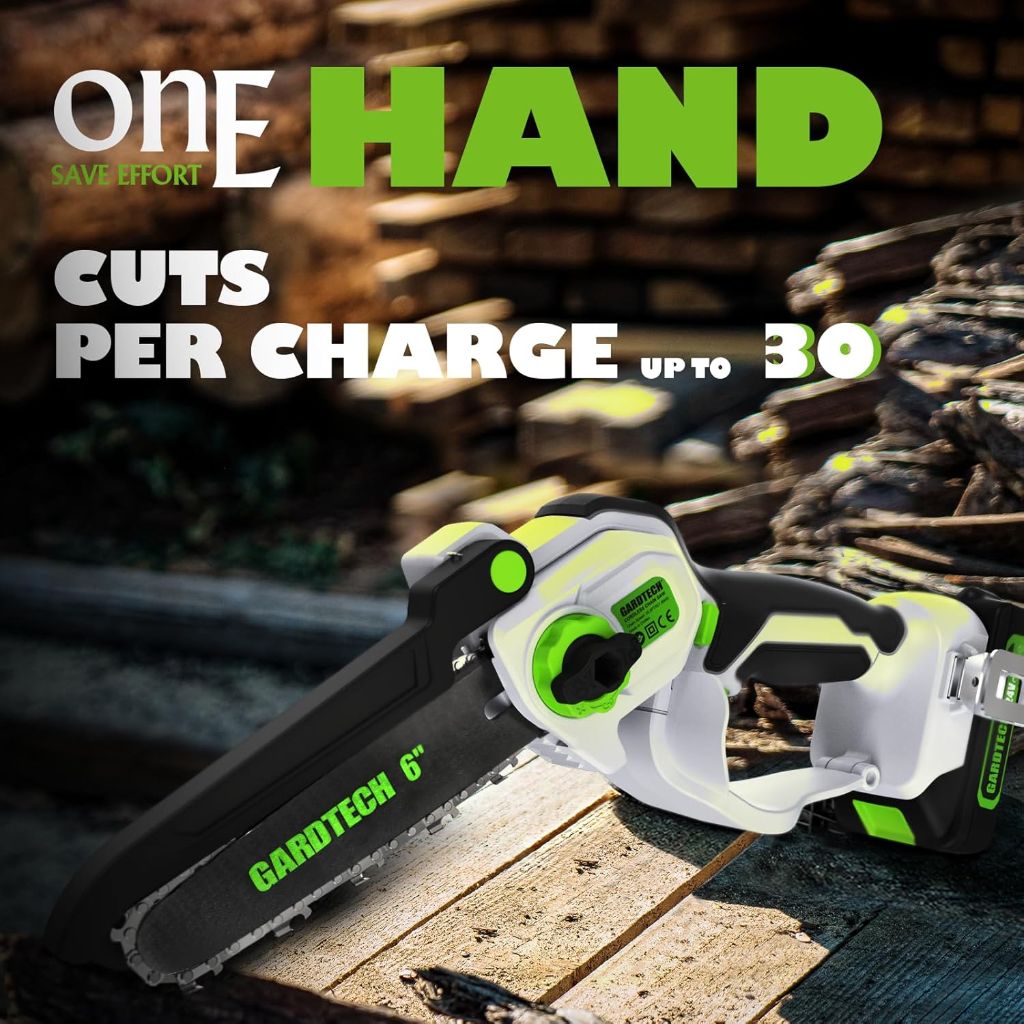 GARDTECH Mini Chainsaw Cordless 6 Inch - Portable Electric Chainsaw Cordless Battery Powered