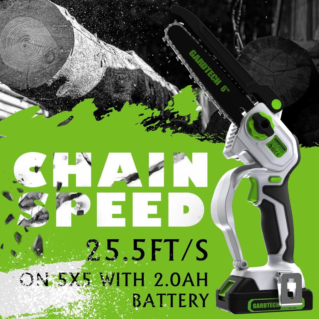 GARDTECH Mini Chainsaw Cordless 6 Inch - Portable Electric Chainsaw Cordless Battery Powered