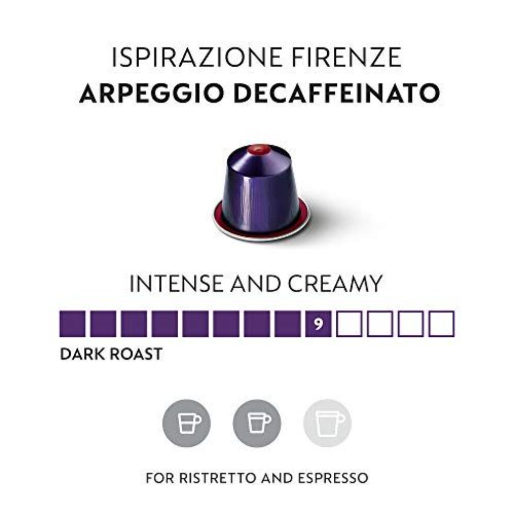 Nespresso Original Line Arpeggio Decaffeinato Dark Coffee Capsules, 50ct