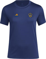 adidas Women's MLS LA Galaxy Pre-Game Short Sleeve T-Shirt - Navy Blue, Size Small Tall