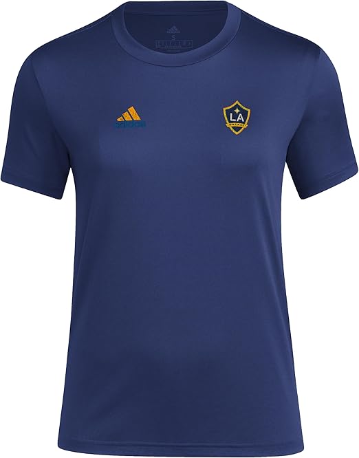adidas Women's MLS LA Galaxy Pre-Game Short Sleeve T-Shirt - Navy Blue, Size Small Tall