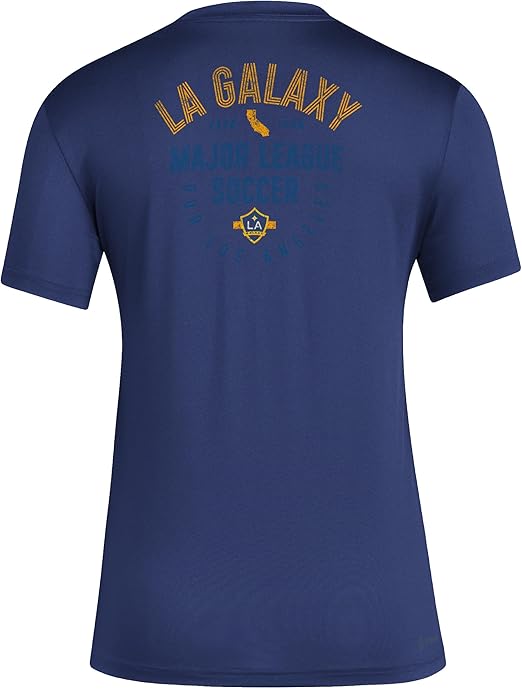 adidas Women's MLS LA Galaxy Pre-Game Short Sleeve T-Shirt - Navy Blue, Size Small Tall