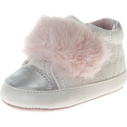 Josmo Infant Girls Faux Fur Baby Shoes Pom Poms, Soft Warm Crib Boots for Newborns (Size 4 nfant)