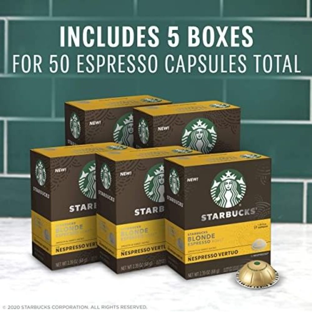 Starbucks by Nespresso Vertuo Blonde Espresso Roast Coffee Capsules, 50ct.