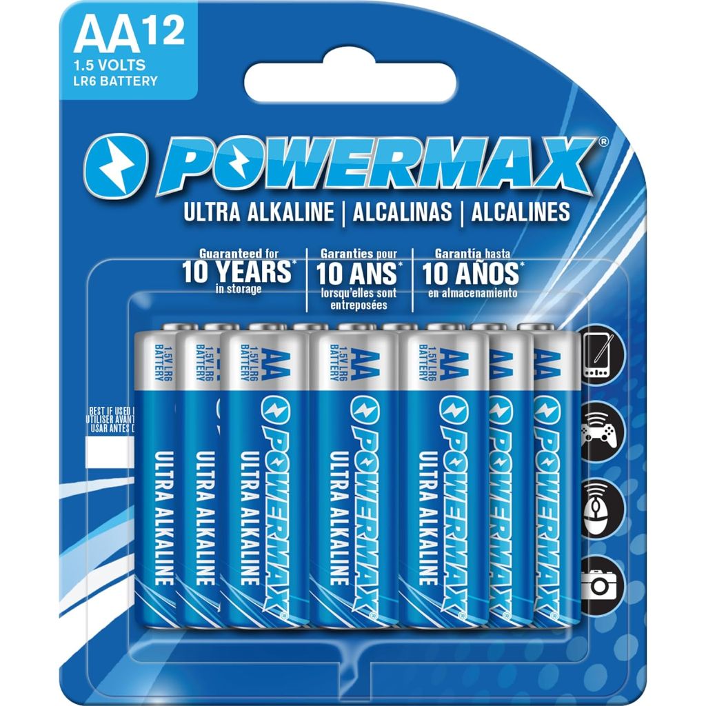 Powermax Ultra Long Lasting Alkaline Batteries - AA - 12 Pack
