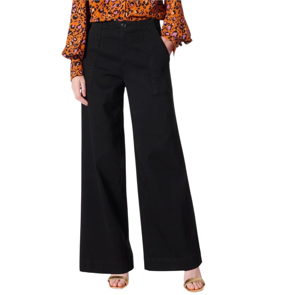 Dee Ocleppo Women's Juniper High-Rise Wide Leg Trousers - Black, Size 8
