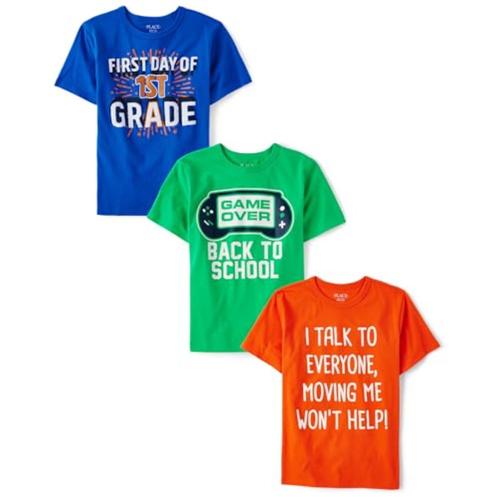 The Children's Place Boy's Short Sleeve Graphic T-Shirts: 1st Day of 1st Grade - XL (3 Pack)