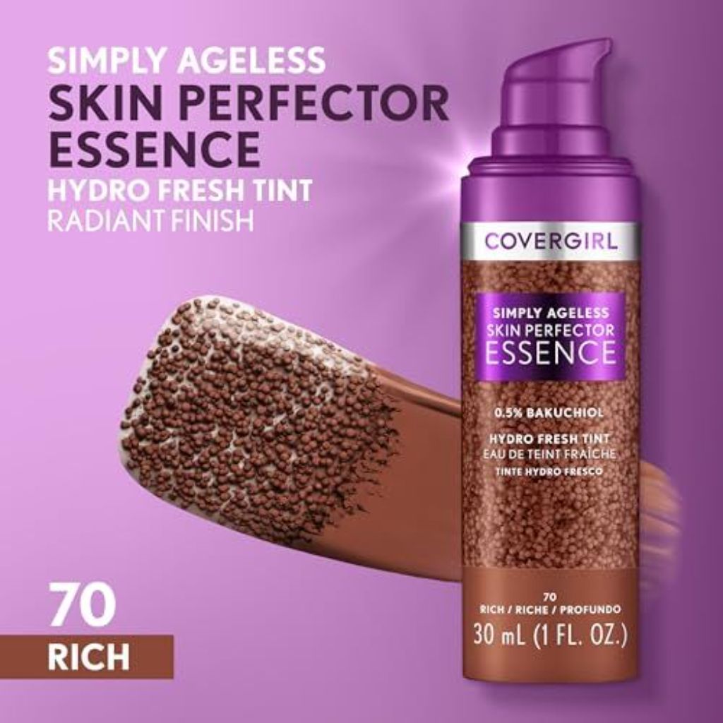 COVERGIRL Simply Ageless Skin Perfector Essence Vegan Foundation - 70 Rich, 1 fl. oz.