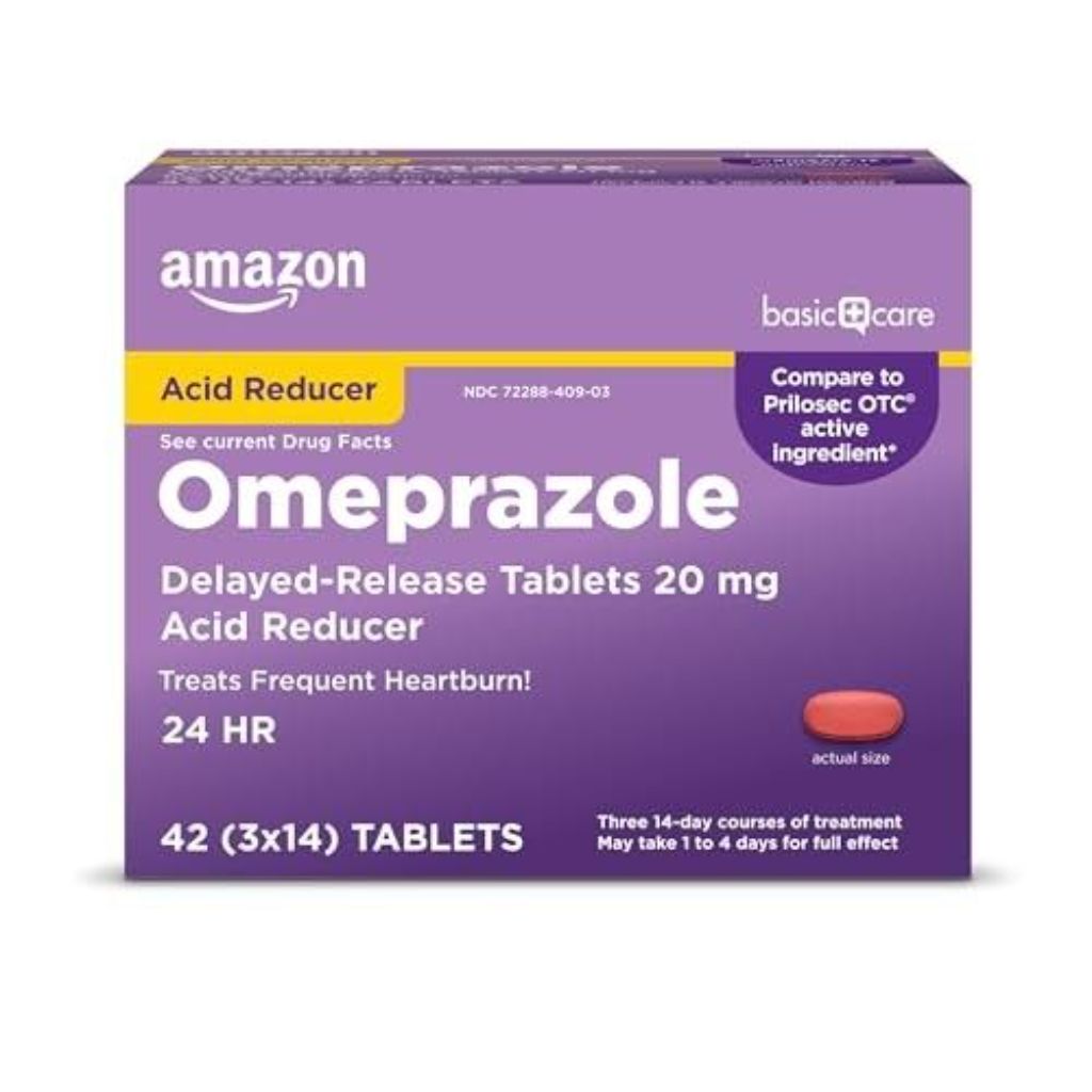 Amazon Basic Care Omeprazole Delayed Release Tablets 20mg - 42ct.