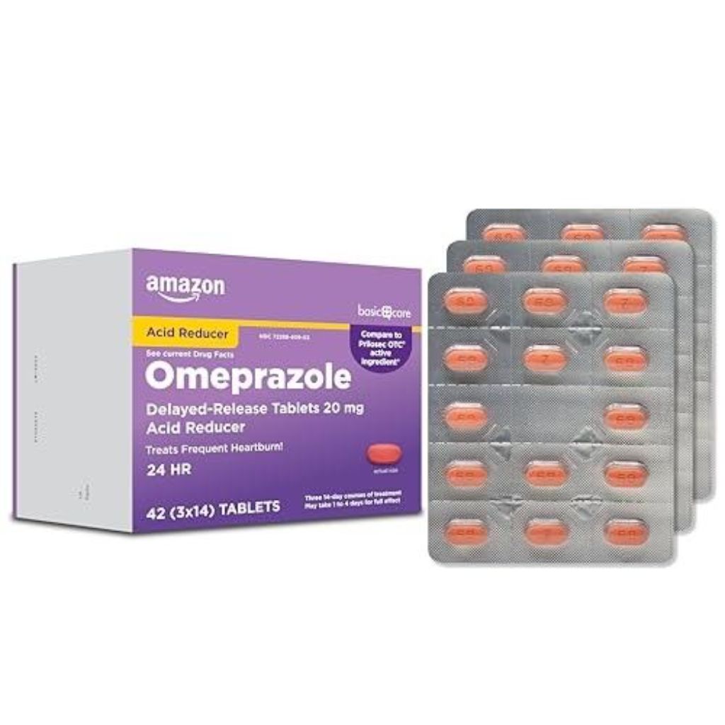 Amazon Basic Care Omeprazole Delayed Release Tablets 20mg - 42ct.