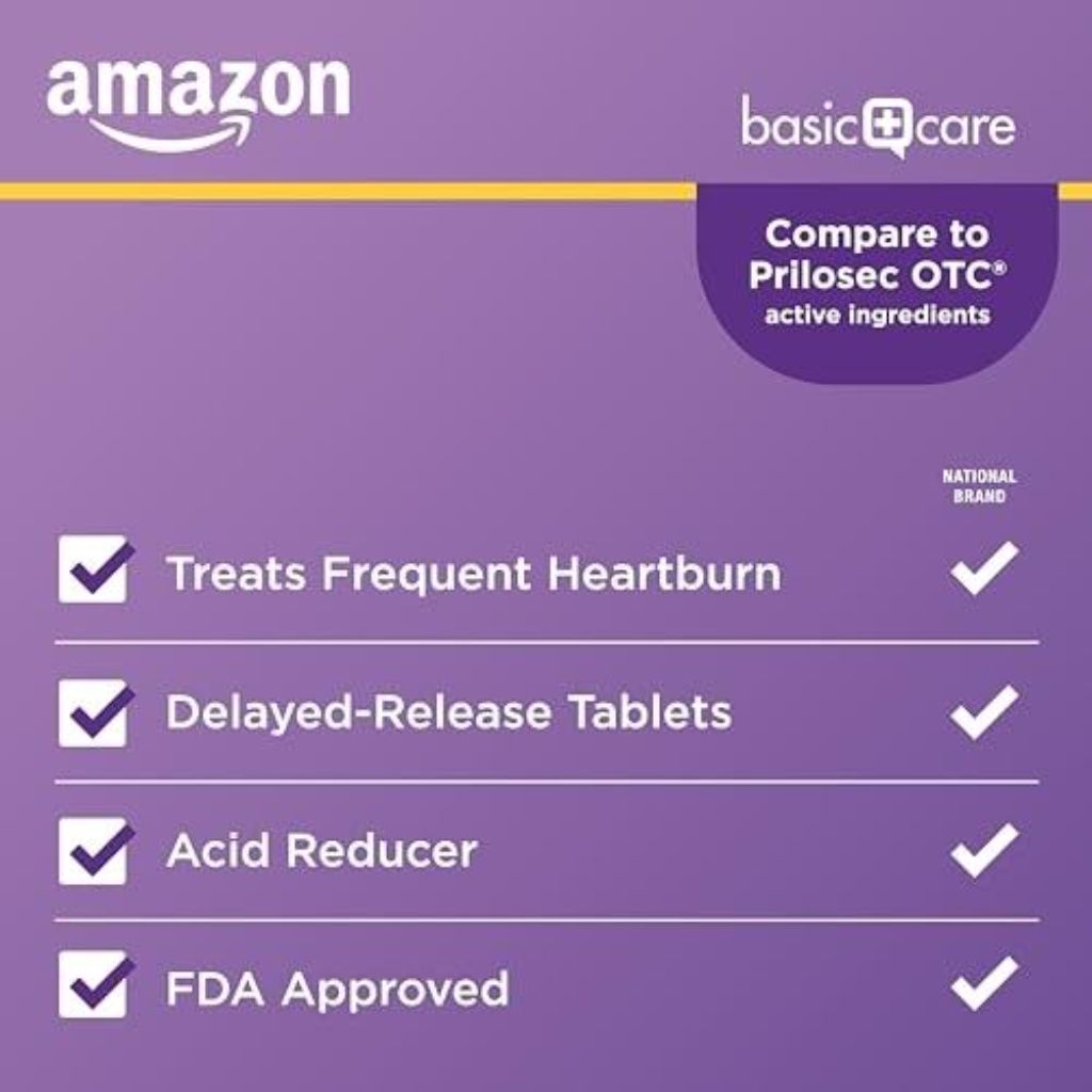 Amazon Basic Care Omeprazole Delayed Release Tablets 20mg - 42ct.