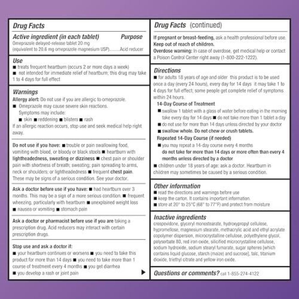 Amazon Basic Care Omeprazole Delayed Release Tablets 20mg - 42ct.