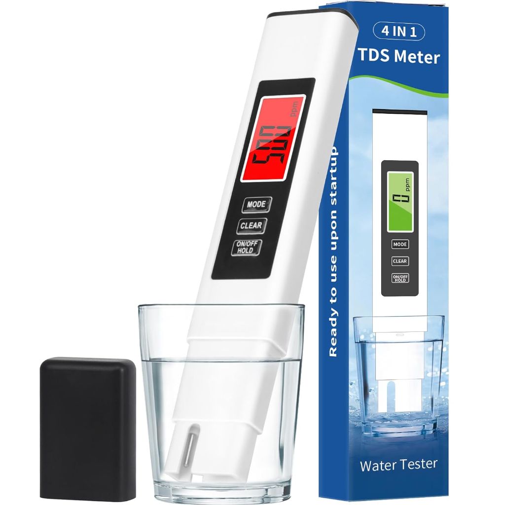 4-in-1 TDS Digital Water Meter/Tester, TDS EC and Temperature (° C/° F) Meter, 0-9990ppm