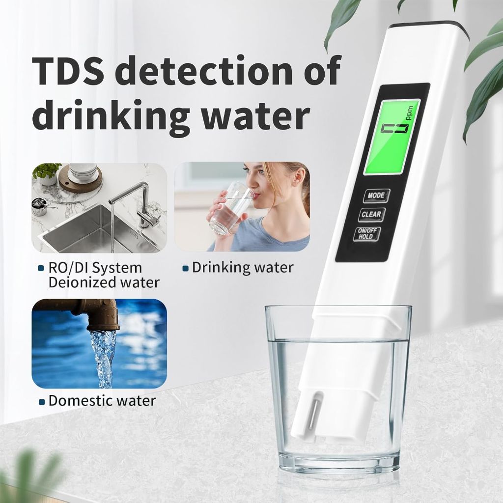 4-in-1 TDS Digital Water Meter/Tester, TDS EC and Temperature (° C/° F) Meter, 0-9990ppm