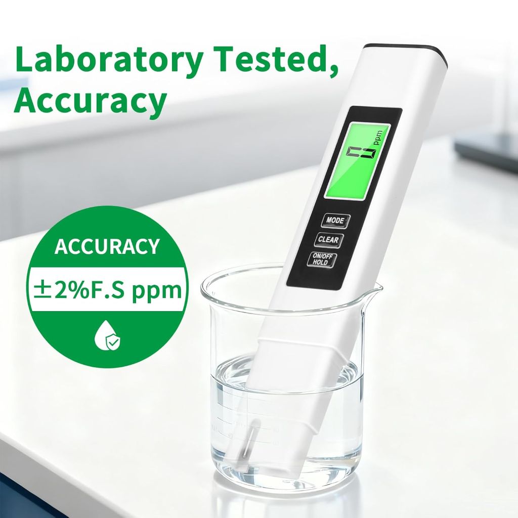 4-in-1 TDS Digital Water Meter/Tester, TDS EC and Temperature (° C/° F) Meter, 0-9990ppm