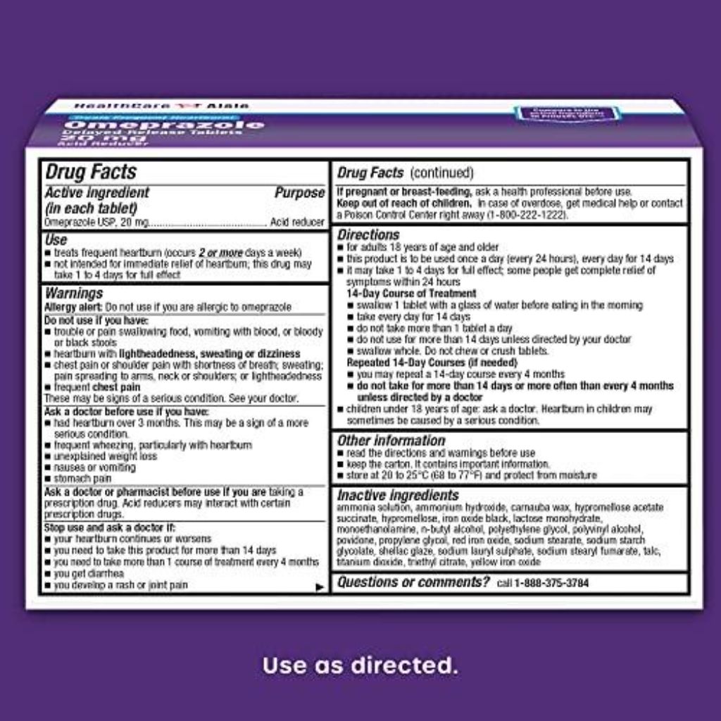 HealthCareAisle Omeprazole 20mg Delayed-Release Tablets – 42ct.