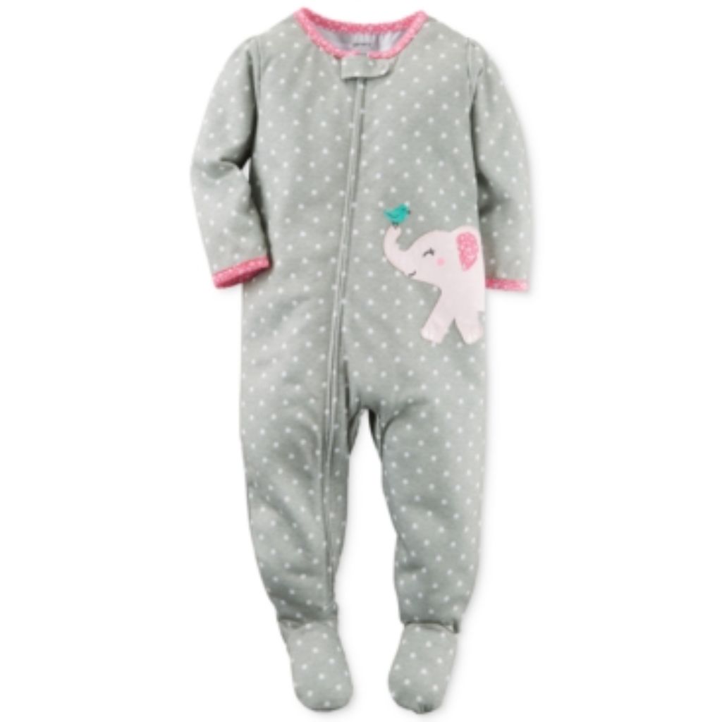 Carter's Toddler Girls' 1-Pc. Dot-Print Elephant Footed Pajamas