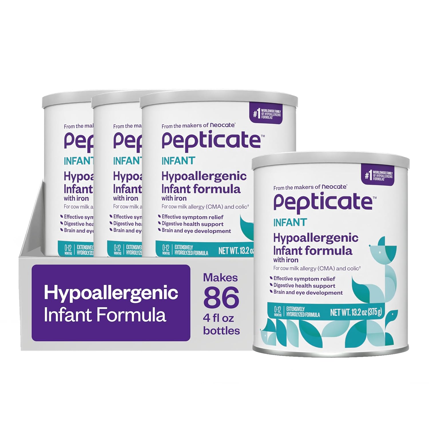 Pepticate Hypoallergenic Powdered Infant Formula for Cow Milk Allergy - 13.2oz (4 Pack)