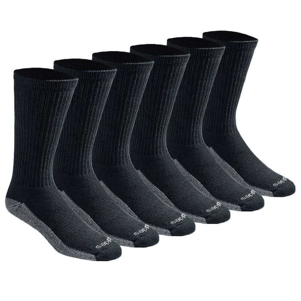 Dickies Men's Dri-Tech Moisture Control Crew Socks - Black, Shoe Size 12-15 (6 Pairs)