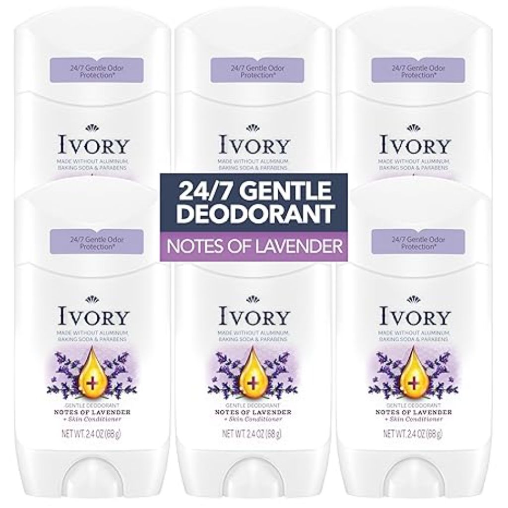 Ivory Women's Aluminum Free 24hr Gentle Deodorant - Hint of Lavender, 2.4oz (6 Pack)