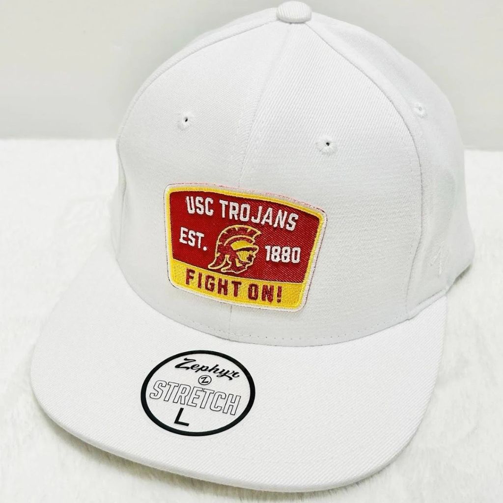 Zephyr Adult's NCAA Stretch Ball Cap - USC Trojans, White (Size Large)