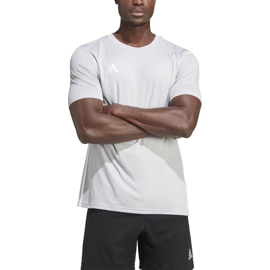 adidas Men's Tabela 23 Jersey T-Shirt - Light Gray/White, Large Tall