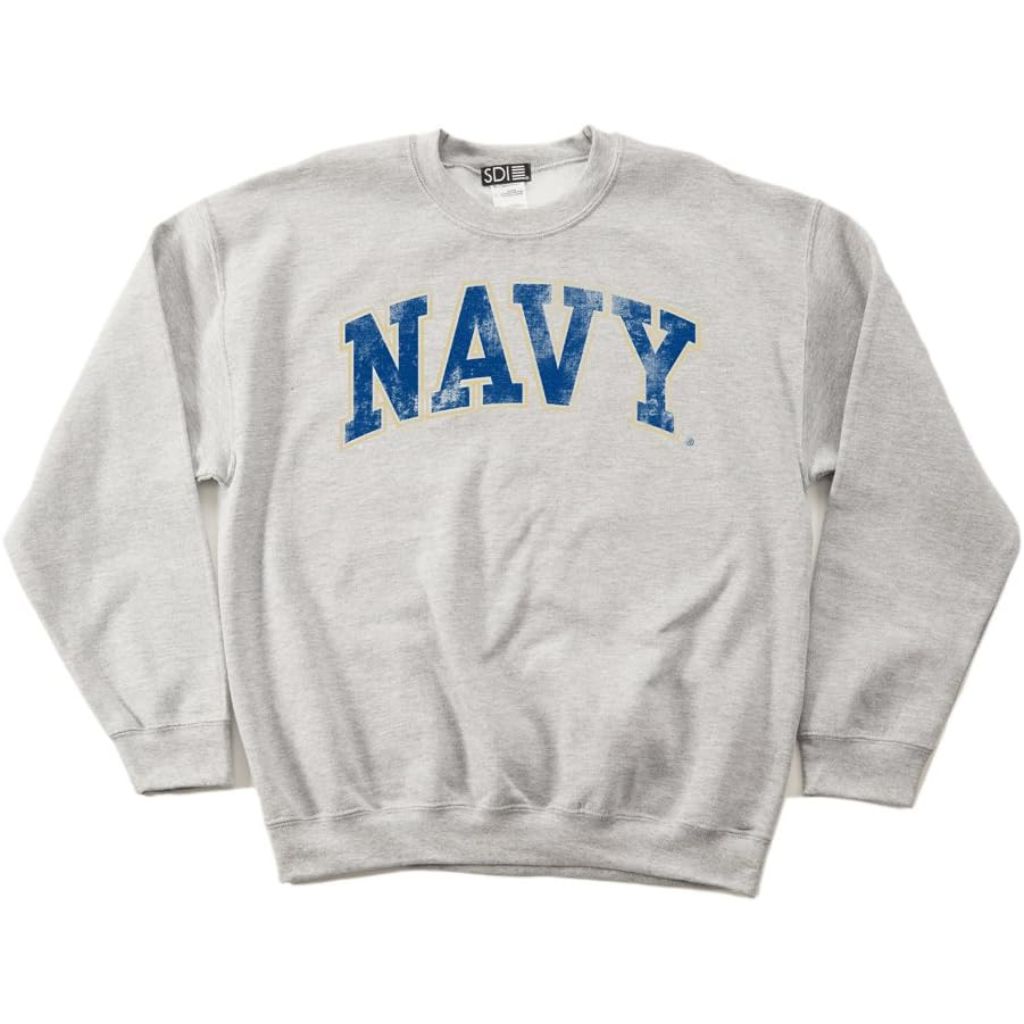 SDI Men's NCAA Navy Blended Crewneck Sweatshirt - Gray, Size Small