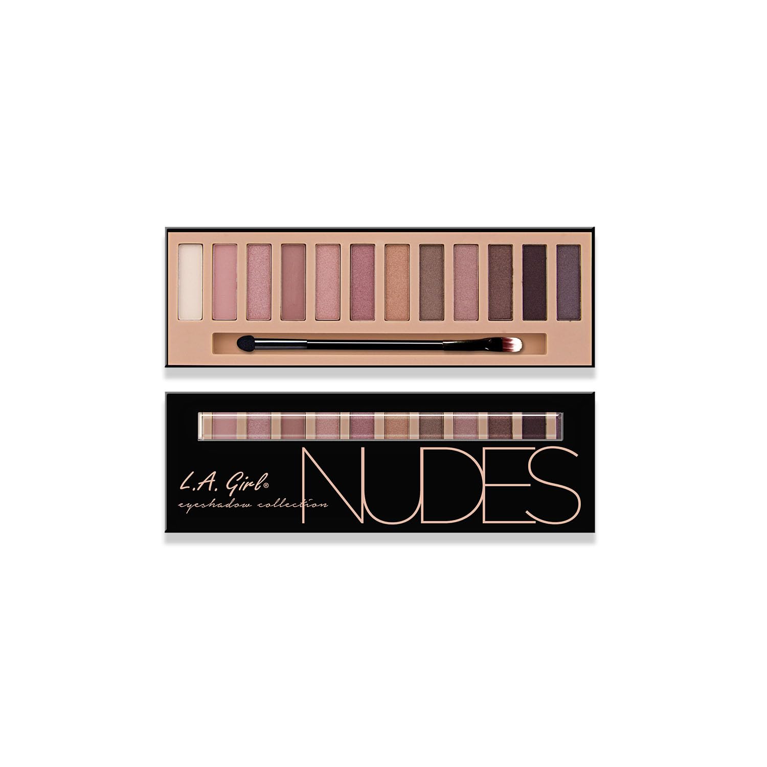 L.A. Girl Beauty Bruck Eyeshadow Pallet Collection - Nudes, 0.42oz (12 Colors)