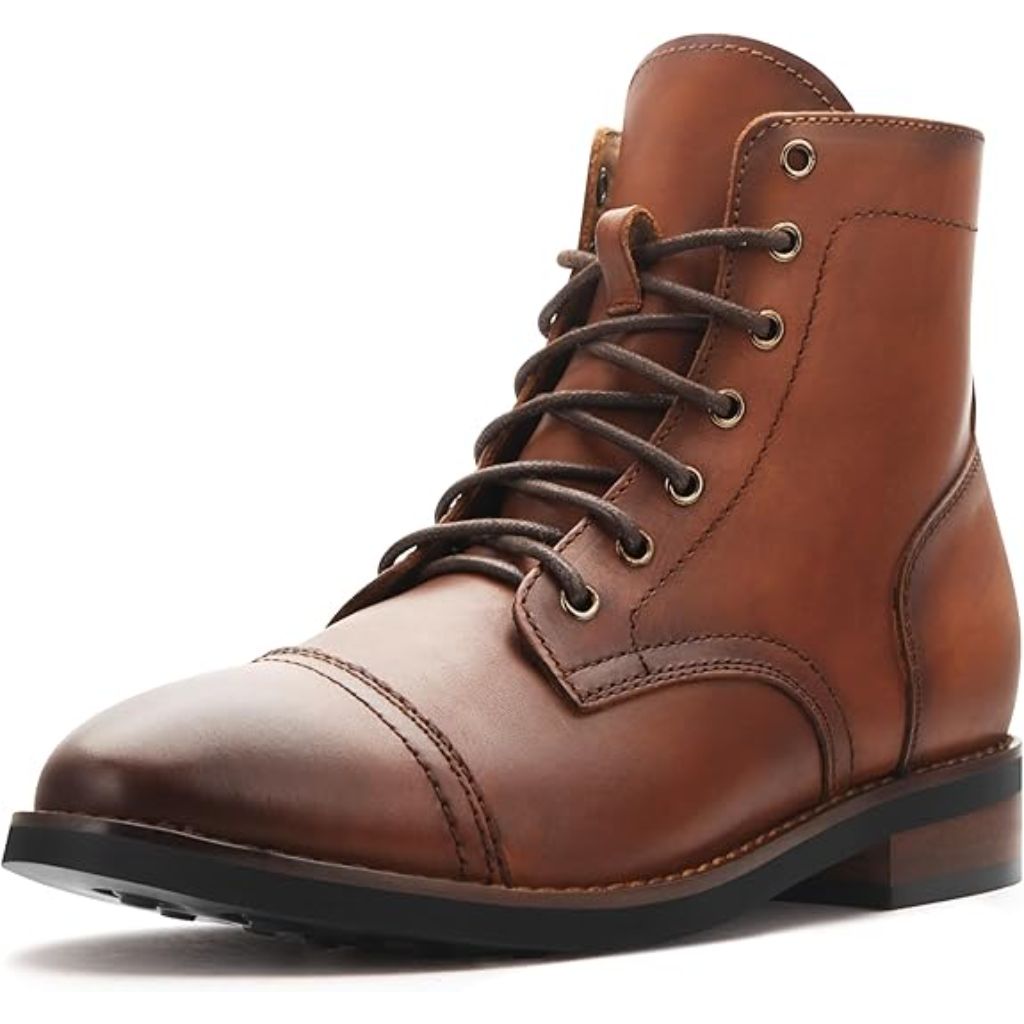 PARTY Men's Casual Lace-Up Leather Chukka Boots - Brown, Size 9.5