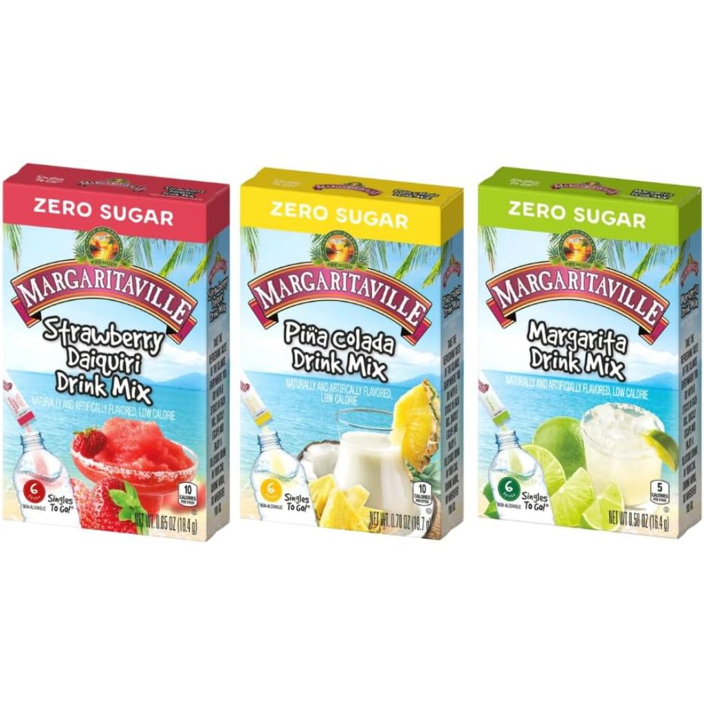 Margaritaville Singles-to-Go Drink Mix Sticks - Summer Variety Pack (3 Flavors, 18 Sticks)