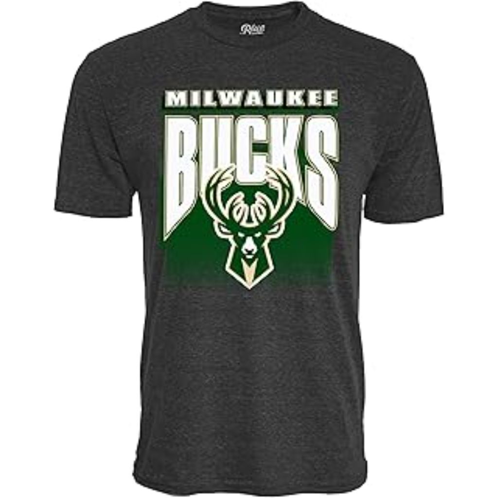 Blue 84 Men's NBA Milwaukee Bucks Tri-Blend T-Shirt - Black, Small