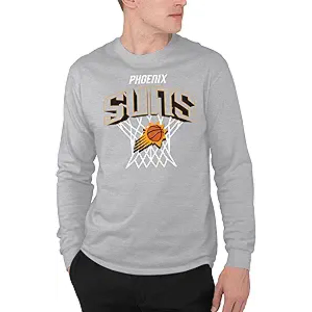 Junk Food x NBA Officially Licensed Adult Long Sleeve T-Shirt - Phoenix Suns, Gray (Large)