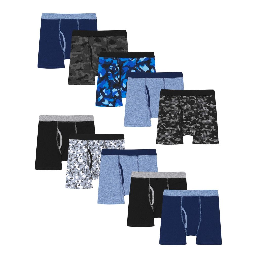 Hanes Boys ComfortSoft Tagless Boxer Briefs - Assorted Colors, Size Small (10 Pair)