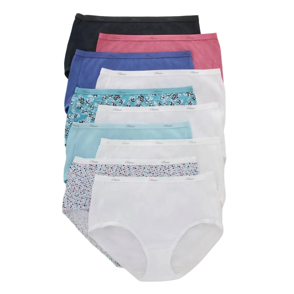 Hanes Women's Tagless Cotton Briefs - Assorted Colors, Size 6/M (10 Pair)