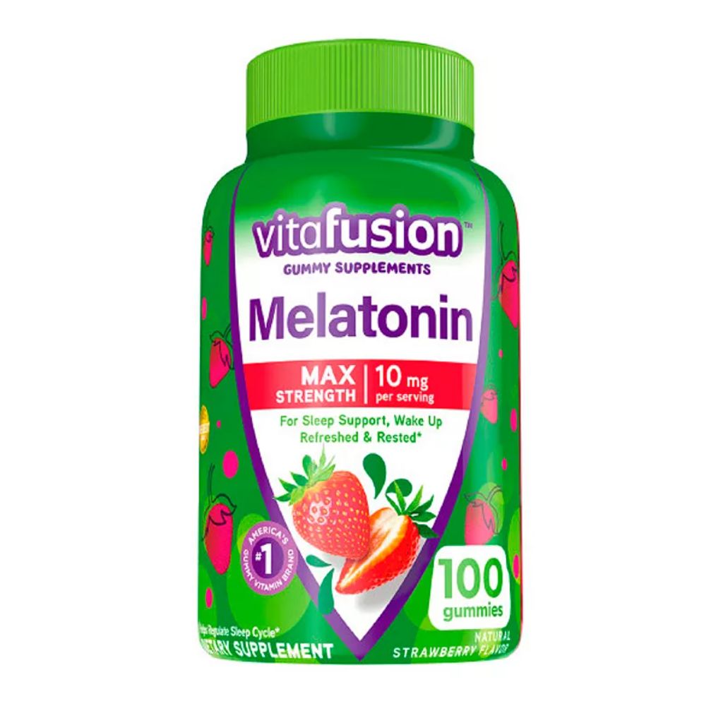 Vitafusion Max Strength 10mg Melatonin Sleep Aid Gummies - Strawberry, 100ct.
