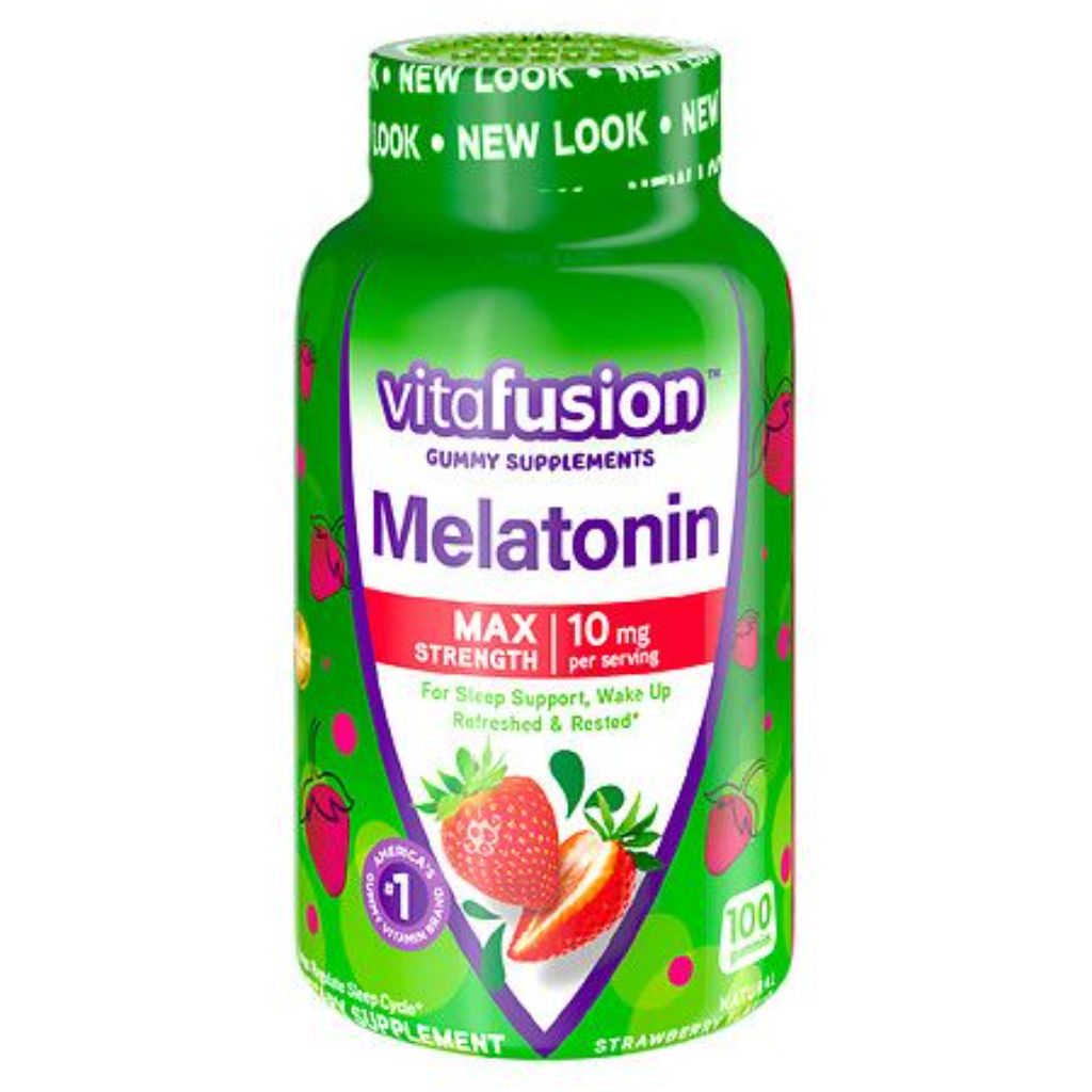 Vitafusion Max Strength 10mg Melatonin Sleep Aid Gummies - Strawberry, 100ct.