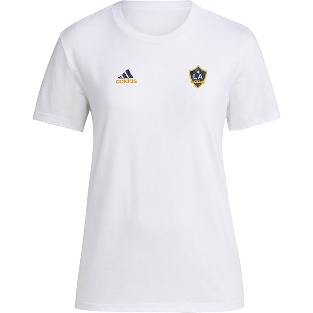 adidas Women's MLS Soccer Pre-Game Short Sleeve T-Shirt - LA Galaxy, White (XS)