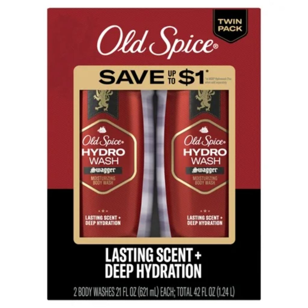 Old Spice Men's Moisturizing Hydro Body Wash - Swagger, 21 fl. oz. (Twin Pack)